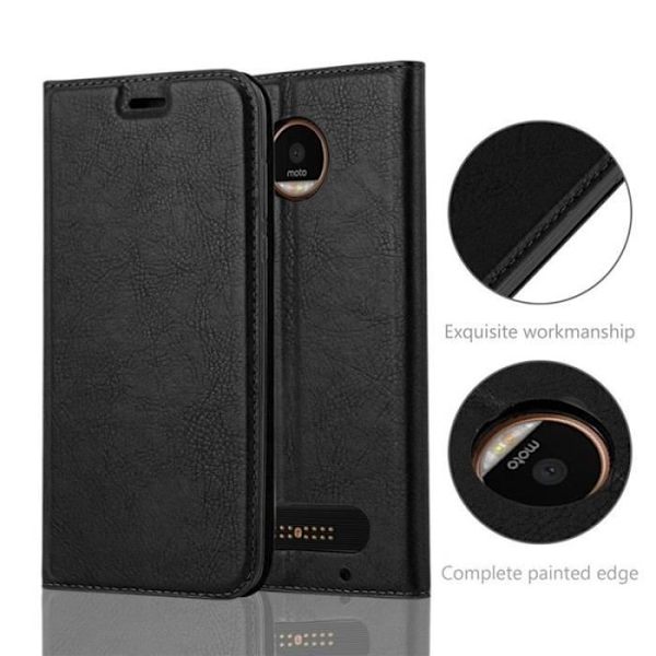 Lenovo (Motorola) MOTO Z2 Fodral i NIGHT BLACK från Cadorabo (INVISIBLE MAGNETIC CLASP Design) Fullt skyddsfodral med