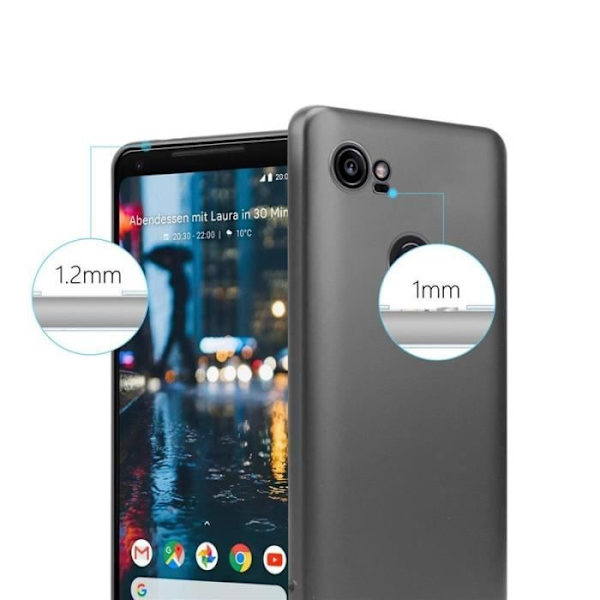 Cadorabo Fodral fungerar med Google Pixel 2 XL i METALLIC GREY - Stötsäker och reptålig TPU silikonhölje - Ultra Slim