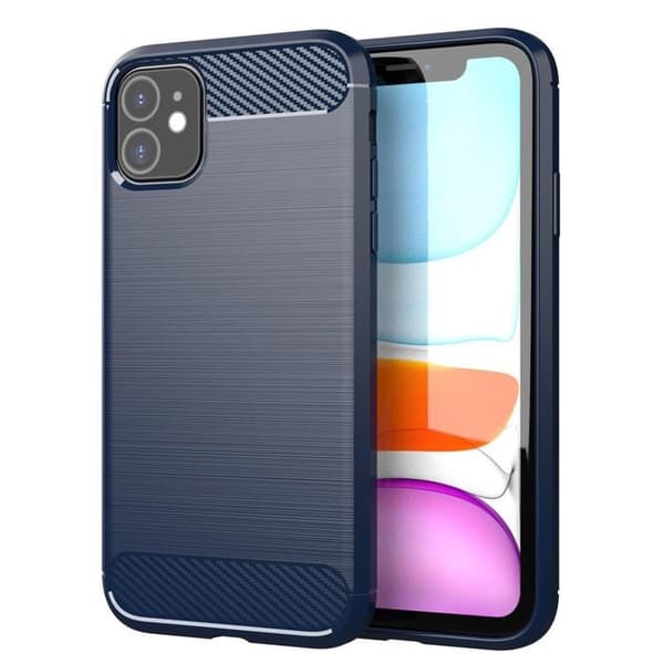 iPhone 11-fodral BRUSHED BLÅ Kolfiberdesign Blå