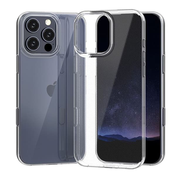 Transparent stötsäker silikonfodral för iPhone 16 PRO Vit