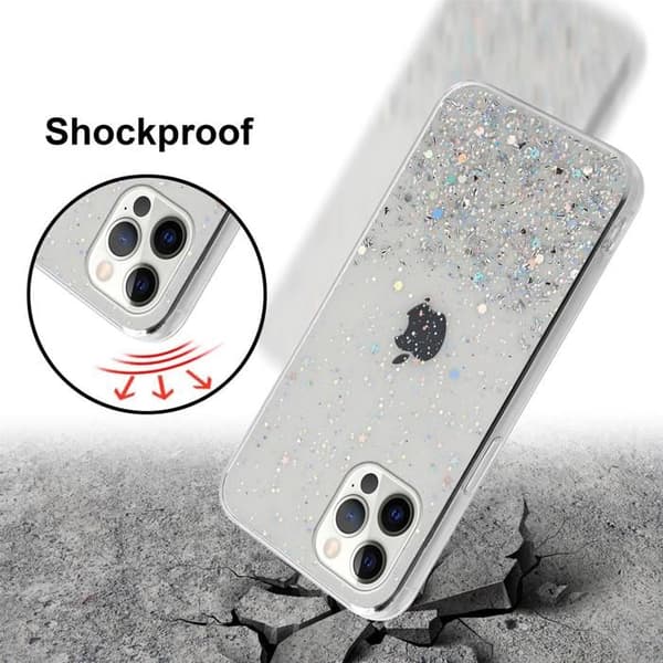 Transparent skal för iPhone 12 / 12 PRO med glitter, skyddande design med glittrande effekt Vit