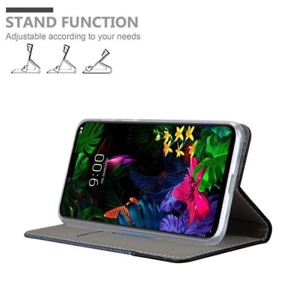 Fodral till LG G8 - CADORABO - Bokjeans - konstläder - Horisontellt stativ - Kortplatser Blå