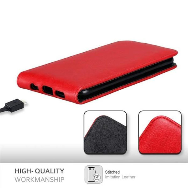 Flipfodral - CADORABO - Huawei P30 - Röd konstläder - Magnetisk stängning - Komplett skydd Röd