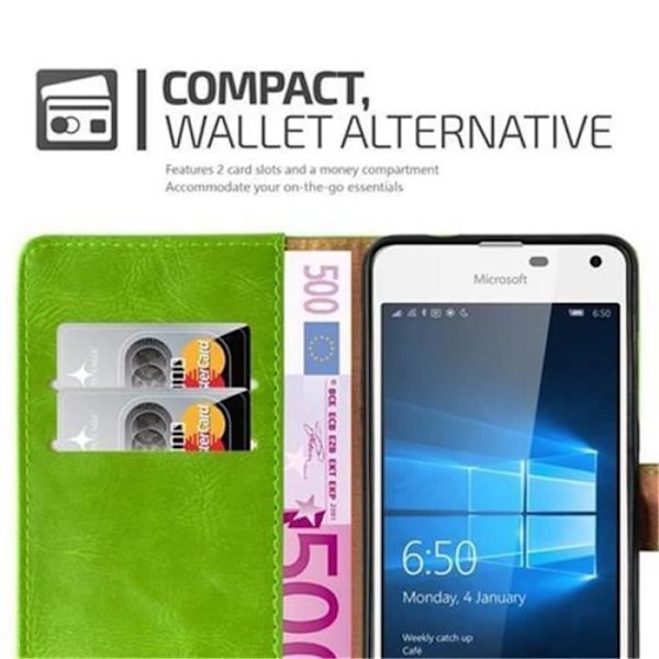 Nokia Lumia 650 Fodral i MEADOW GREEN by Cadorabo (LYX Design) Helt skyddsfodral med flip flik och horisontellt stativ
