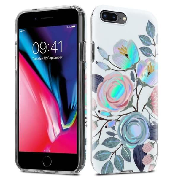 Skal för iPhone 7 PLUS / 7S PLUS / 8 PLUS i PIONER Blommor Skyddande Etui Floral Design Vit