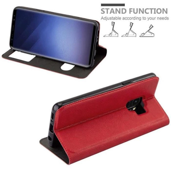 Cadorabo-fodral för Samsung Galaxy S9 i SAFFRONRÖD – Skyddsfodral med horisontellt stativ och två fönster – View Pocket-fodral