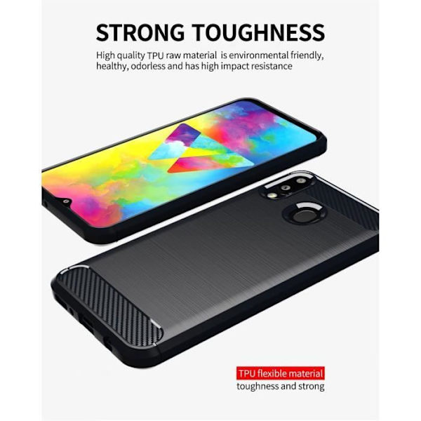 Fodral till Samsung Galaxy A10e / A20e i BORSTAD SVART Cadorabo Cover Skydd i silikon TPU flexibelt rostfritt stål kol