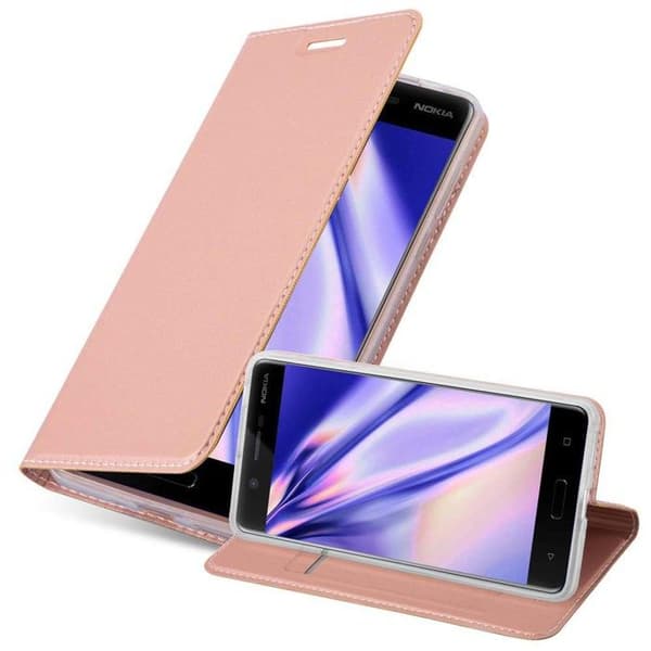 Flip-fodral för Nokia 5 2017, Etui i CLASSY GULD ROSÉ, Stötsäker plånbok Ros