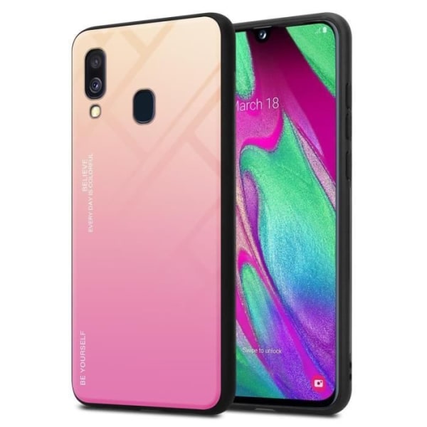 Fodral till Samsung Galaxy A40 Skal i GUL - ROSA Fodral Skyddsskydd tvåfärgad TPU