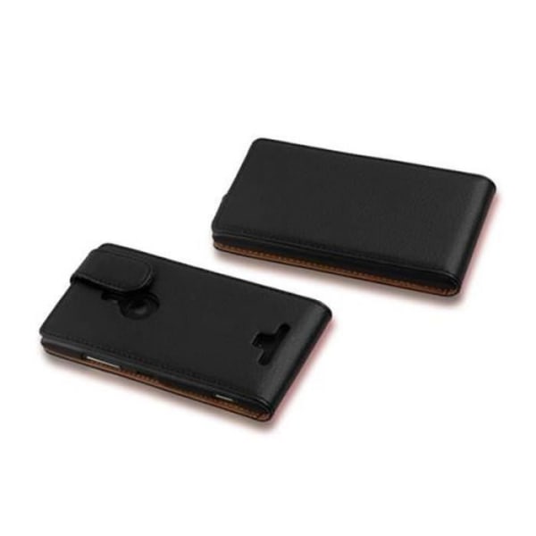 Cadorabo Nokia Lumia 925 DESIGN FLIP Style Fodral Fodral i konstläder Struktur JET SVART