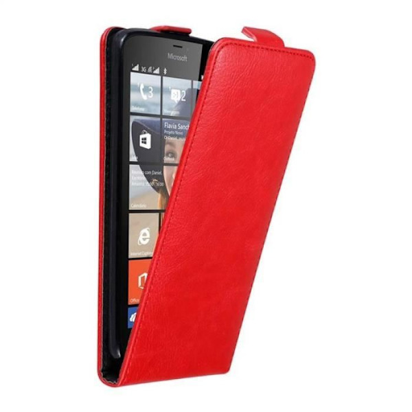 Flipfodral - CADORABO - Nokia Lumia 640 - Röd konstläder - Magnetisk stängning - Fullständigt skydd Röd