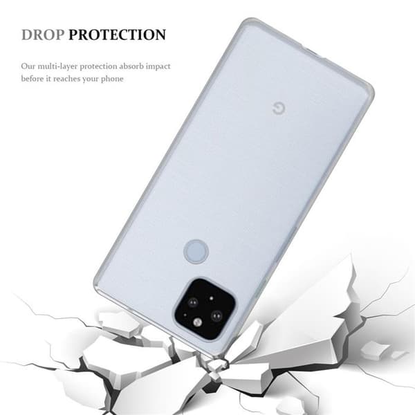 Transparent stötsäker silikonfodral för Google PIXEL 5 XL Vit