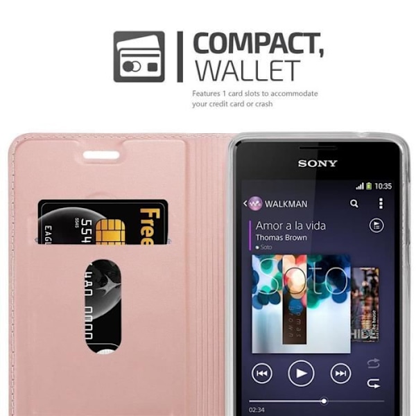 Fodral till Sony Xperia E1 - CADORABO - Rosa - Halvstyv - Magnetisk stängning - Elegant design Rosa