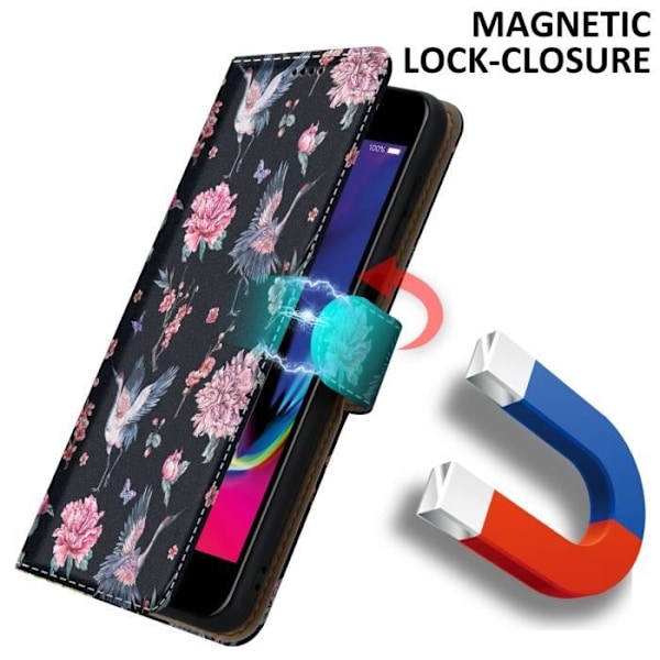 Coque - CADORABO - iPhone 7 PLUS / 7S PLUS / 8 PLUS - Similicuir - Magnetisk stängning - Krane & Blommor Nr. 9 Grue & Fleurs Nr. 9