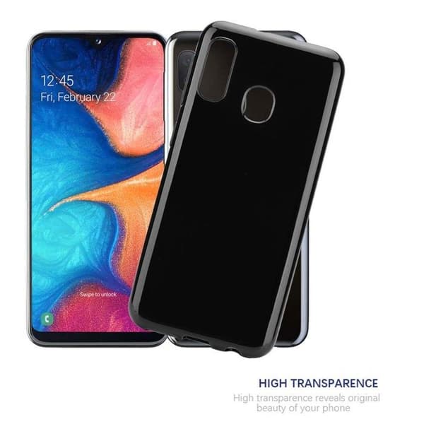 Transparent stötsäker silikonfodral för Samsung Galaxy A10e / A20e Svart