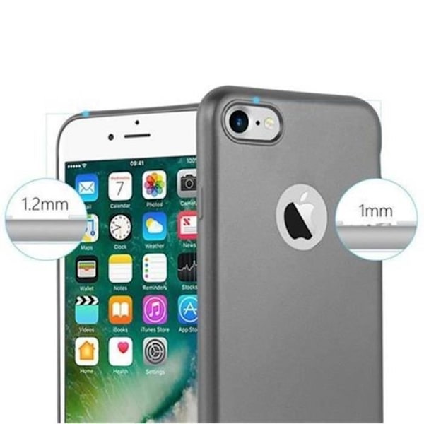 Apple iPhone 8 - iPhone 7 - iPhone 7S i METALLIC GREY från Cadorabo (METALLIC MATTE Design) Ultramjukt silikongel TPU-fodral