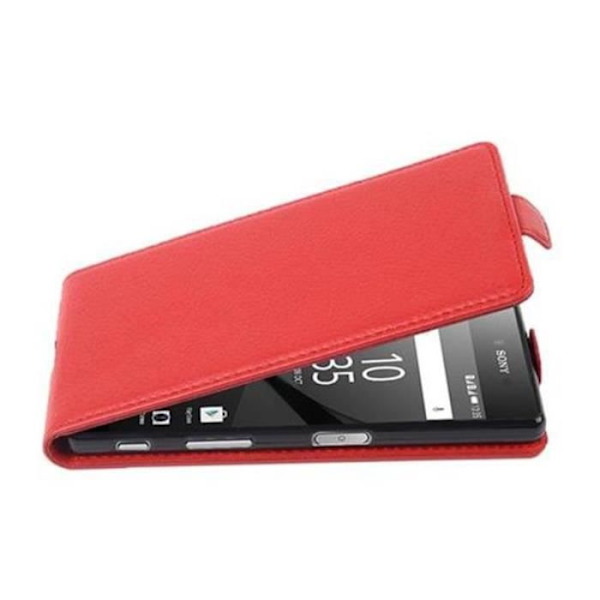 CADORABO - ETUI HOUSSE COQUE FÖR > SONY XPERIA Z5 < I FLIP STIL – CASE COVER BUMPER PLÅNBOK I GLATT PU I RÖD