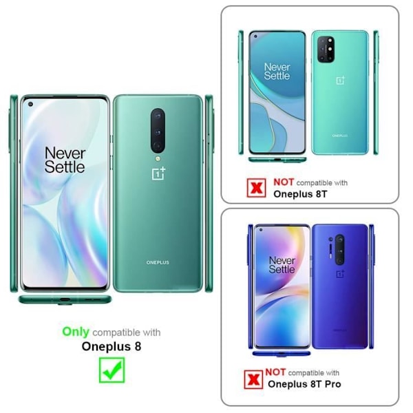 Fodral - CADORABO - OnePlus 8 - BLÅ SVART - Imiterat läder - Kortfack MÖRKBLÅ