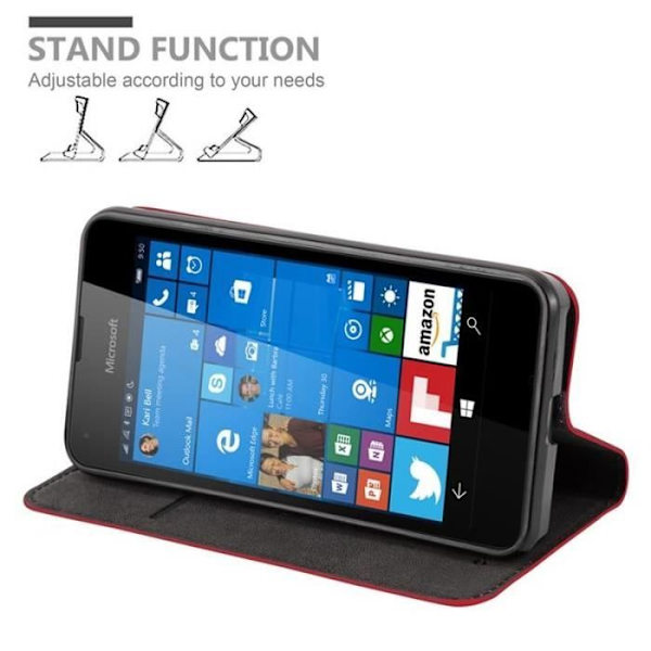 Nokia Lumia 550 fodral i APPLE RED från Cadorabo (INVISIBLE MAGNETIC CLOSURE Design) Helt skyddande fodral med flik