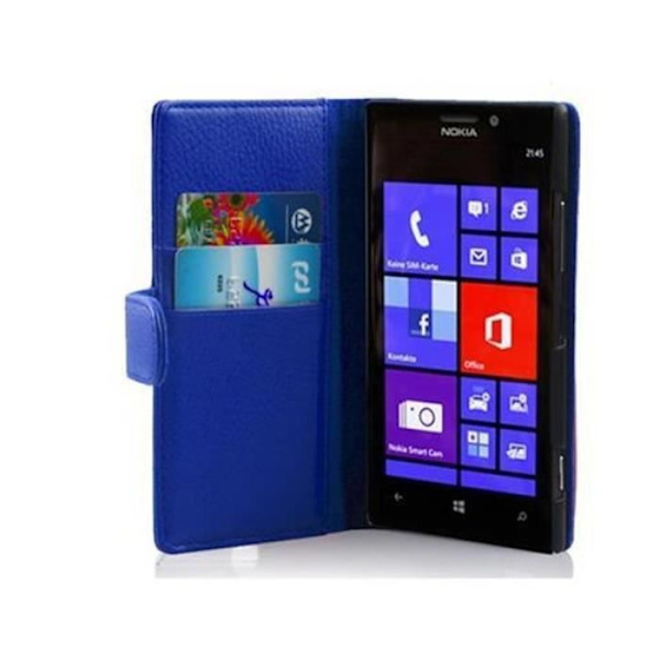 Coque - CADORABO - Nokia Lumia 925 - Strukturell konstläder - Magnetisk stängning - Ficka för kort Blå