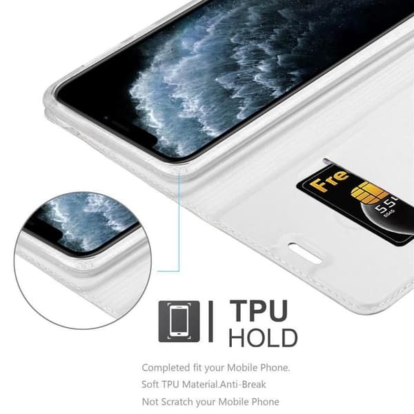 Flip-fodral för iPhone 11 PRO MAX Fodral i KLASSISK SILVER Plånbok Stötsäker Grå