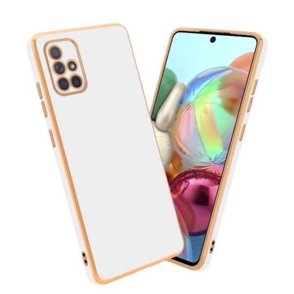 Fodral för Samsung Galaxy A51 4G / M40s Fodral i glansigt vitt - guld Silikon TPU fodral och kameraskydd Vitt guld