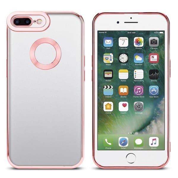 Transparent skal för iPhone 7 PLUS / 7S PLUS / 8 PLUS - Rosa Stötskydd Chrome Design Vit