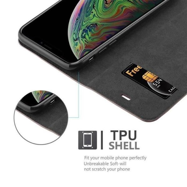 Fodral till Apple iPhone XS MAX - CADORABO - Brun - Imiterat läder - Magnetisk stängning - Ultratunn kastanj