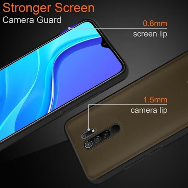 Étui - CADORABO - Xiaomi RedMi 9 - Hybrid skydd - TPU-silikon - Matt design Svart
