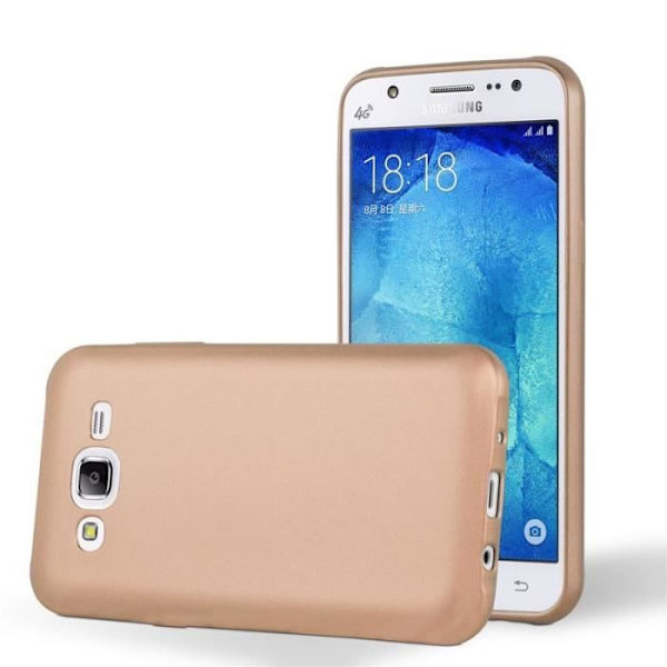 Cadorabo Fodral fungerar med Samsung Galaxy J5 2015 i METALLIC ROSÉ GOLD - Stötsäkert och reptåligt TPU silikonskydd - Ultra