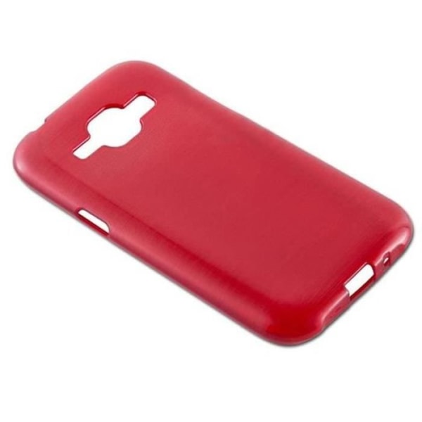 Samsung Galaxy J1 2015 (5) Fodral i CHERRY RED av Cadorabo (BORSTAD METALL DESIGN) Ultramjukt silikongel TPU-fodral