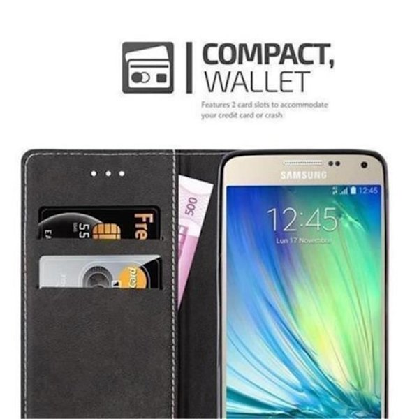 Samsung Galaxy A5 2015 (5) Fodral i SVART ROSA från Cadorabo (LÄDER-Faux Läder COMBI Design) Helt skyddsfodral med