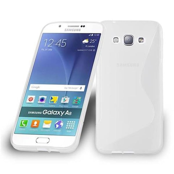 Coque för Samsung Galaxy A8 2015 i SEMI TRANSPARENT Etui Housse Case Cover Skydd Silikon TPU flexibel S-Line Vit