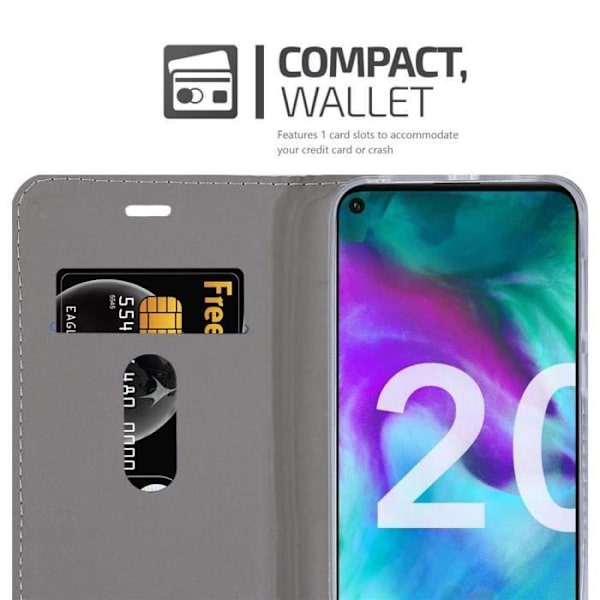 Coque - CADORABO - Honor 20 / 20S / Huawei NOVA 5T - Syntetiskt läder - Magnetstängning - Ställfunktion Mörkgrå