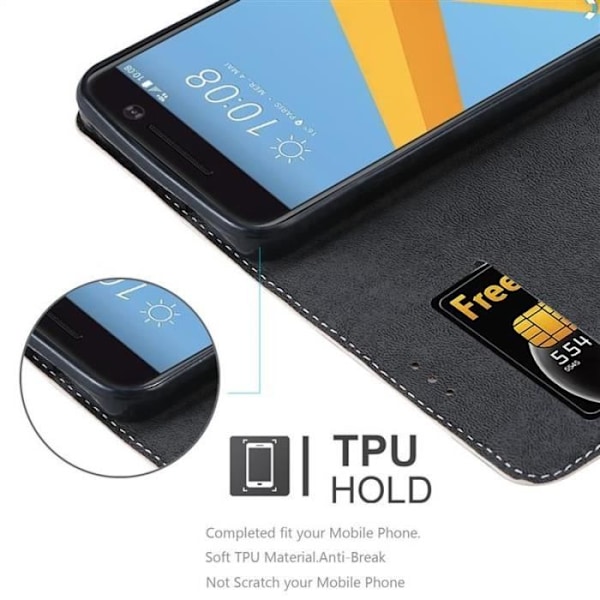 Plånboksfodral - CADORABO - HTC 10 (One M10) - Konstläder - Svart - Osynlig magnetisk stängning Svart