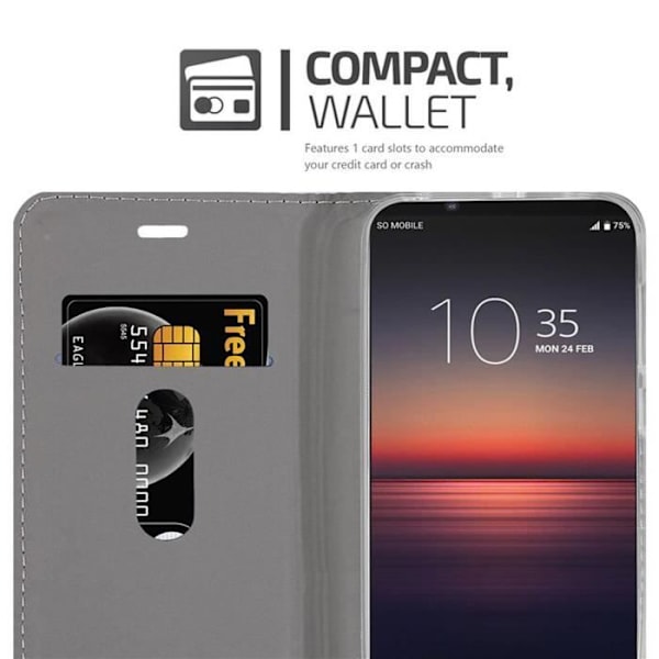 Coque för Sony Xperia 1 II - CADORABO - Ljusgrå Brun - Syntetiskt läder - Magnetisk stängning - Bokstylsärende LJUSGRÅ BRUN