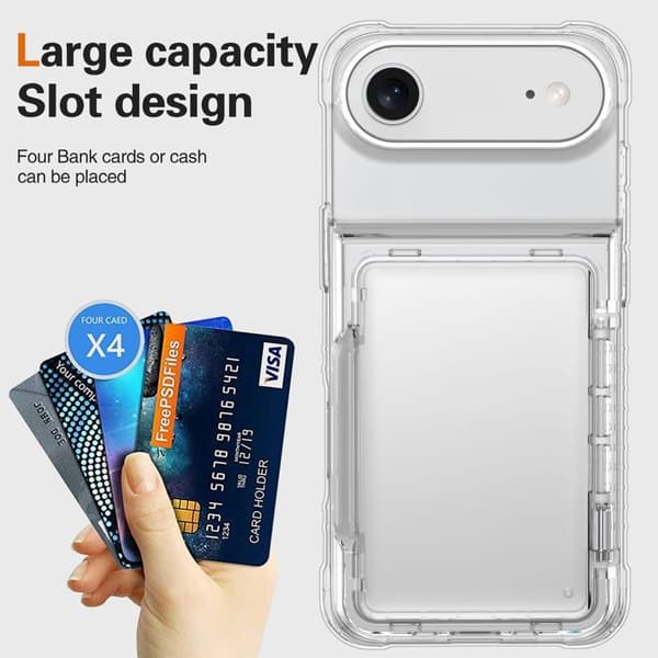 Transparent skal för iPhone 17 AIR med kortfack Vit