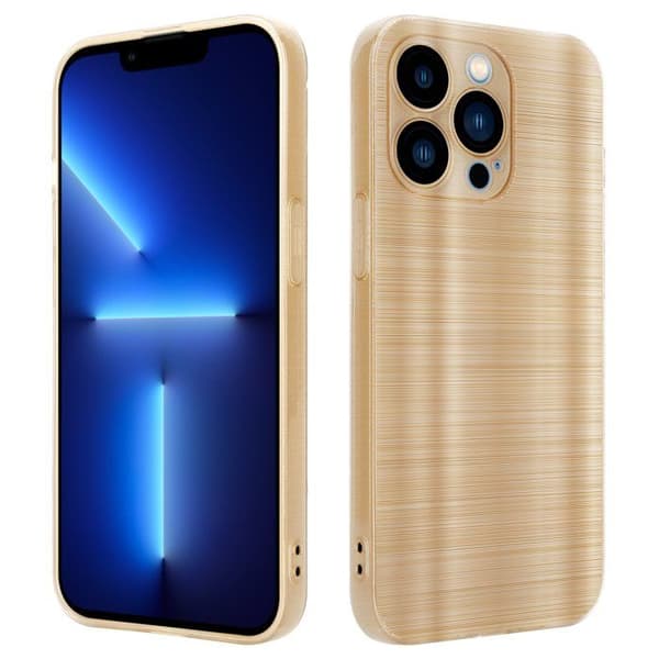 iPhone 13 PRO Fodral Borstad Guld Kameraskydd Gul