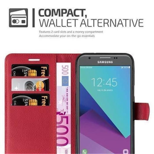 Samsung Galaxy J7 2017 (7) Fodral US Version i CHERRY RED by Cadorabo Helt skyddsfodral med flipskydd och stativ
