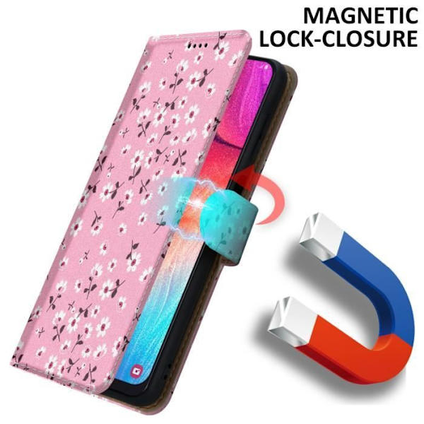 Fodral för Samsung Galaxy A50 4G / A50s / A30s Flower Regnfodral nr 6 Fodral Skydd Magnetisk stängningsdörr Svart