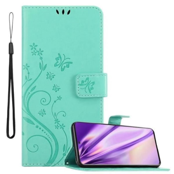 Fodral - CADORABO - Samsung Galaxy S20 - Blommigt konstläder - Magnetisk stängning - Integrerat stöd Grön