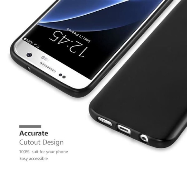 Samsung Galaxy S7 Fodral - CADORABO - Metallisk Svart - Metallisk Matt Design - Tunt och lätt skydd Svart metallic