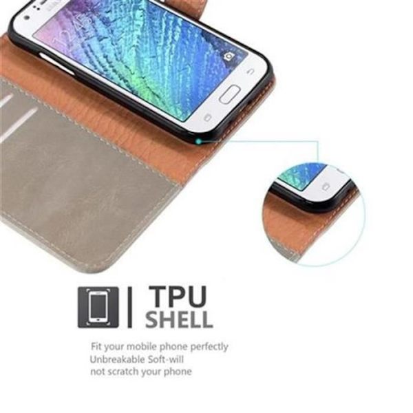 Etui plånbok för Samsung Galaxy J1 2015 - CADORABO - MÖRK KAPPUCCINO - Syntetläder - Ställning och kortfack CAPPUCINO BRUN