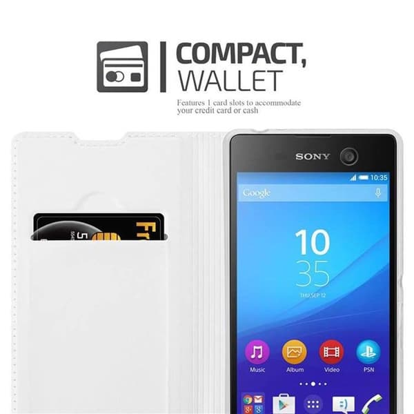 Flip-fodral för Sony Xperia M5 Etui i KLASSISK SILVER Plånbok Stötsäker Grå