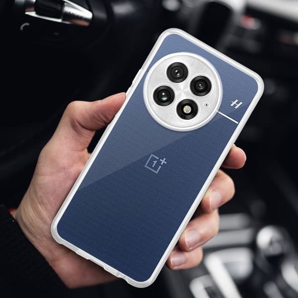 Transparent stötsäker silikonfodral för OnePlus 13 Vit