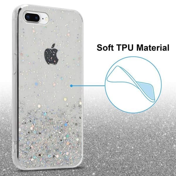 Transparent skal för iPhone 7 PLUS / 7S PLUS / 8 PLUS med glitter, skyddande design med glittrande effekt Vit