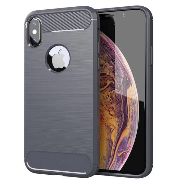 iPhone XS MAX Fodral BORSTAD GRÅ Kolfiber Design Grå