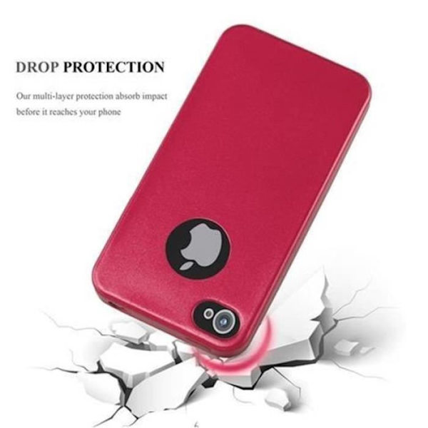 Apple iPhone 4-fodral - iPhone 4S i METALLIC RED från Cadorabo (METALLIC MATT Design) Ultramjukt silikongel TPU-fodral