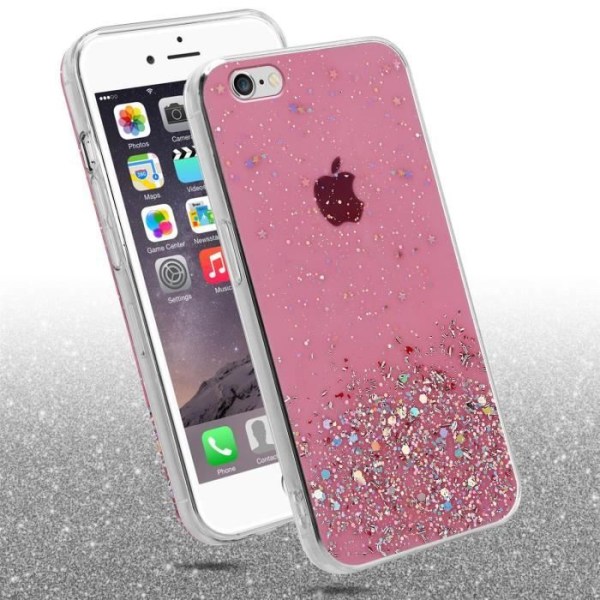 Coque - CADORABO - iPhone 6 / 6S - Roséguld Glitter - Skydd i TPU-silikon - Tunn och Lättning Design Rosa