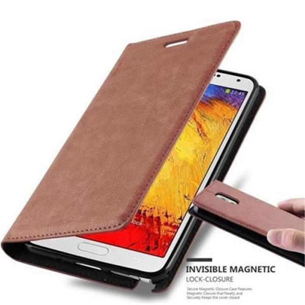 Samsung Galaxy NOTE 3 Fodral i MEDIUM BRUN från Cadorabo (INVISIBLE MAGNETIC CLOSURE Design) Helt skyddsfodral med